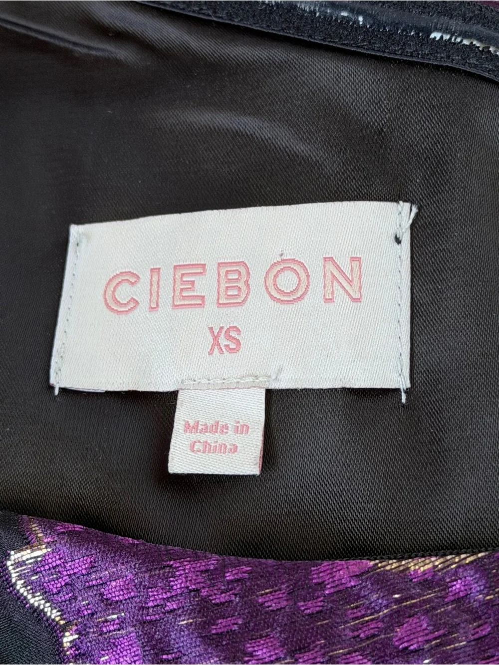 CIEBON Purple Metallic Floral Brocade One Shoulder Romper Bow Dress - Size XS
